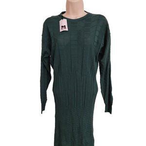 MISSONI Forest Green Long Sleeve Bodycon Knit Sweater Dress Size 40 US 4 $595